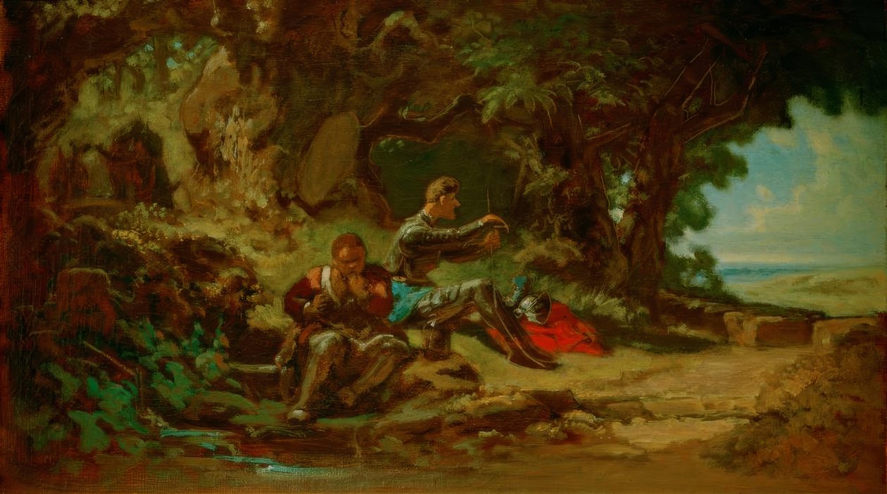 Don Quichot en Sancho Panza, rustend door Carl Spitzweg