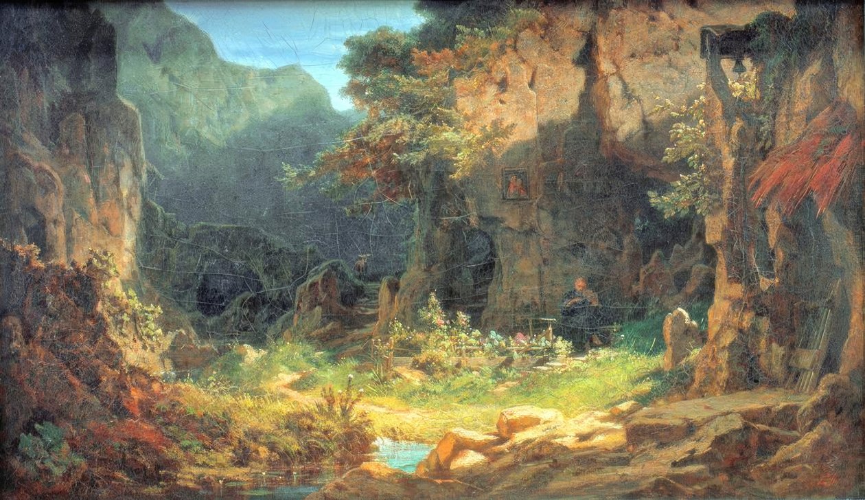 Vioolspelende kluizenaar door Carl Spitzweg