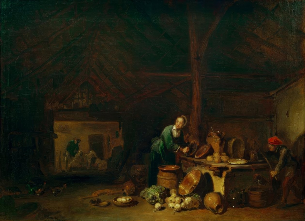 Keukeninterieur door Carl Spitzweg