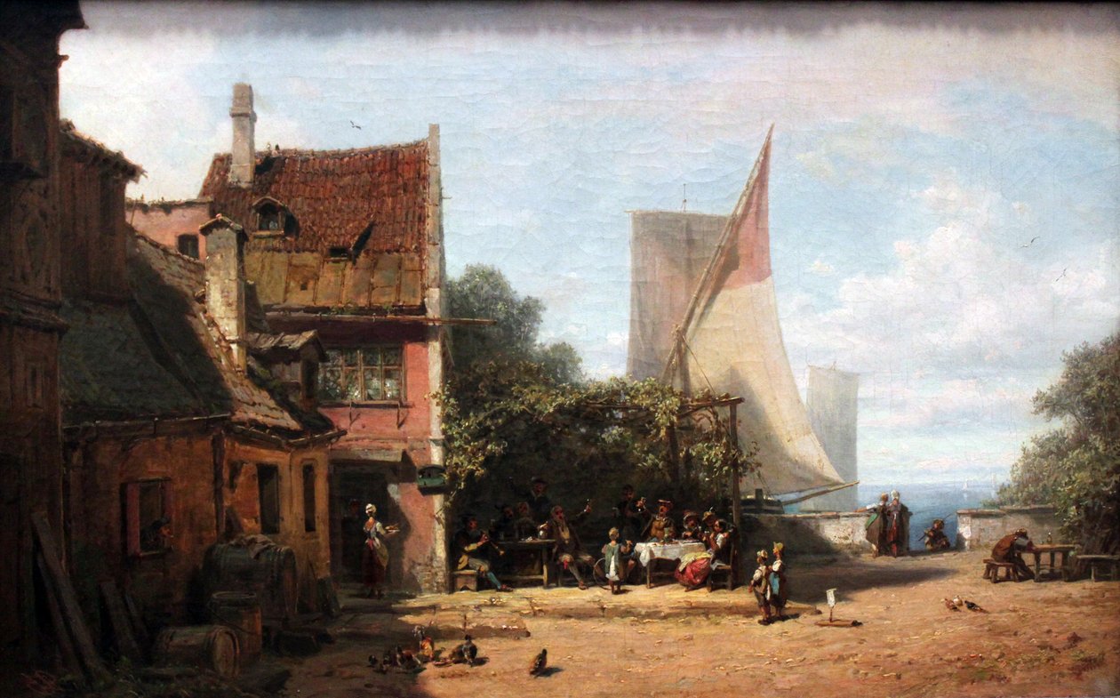 Oude taverne bij Starnberger See door Carl Spitzweg