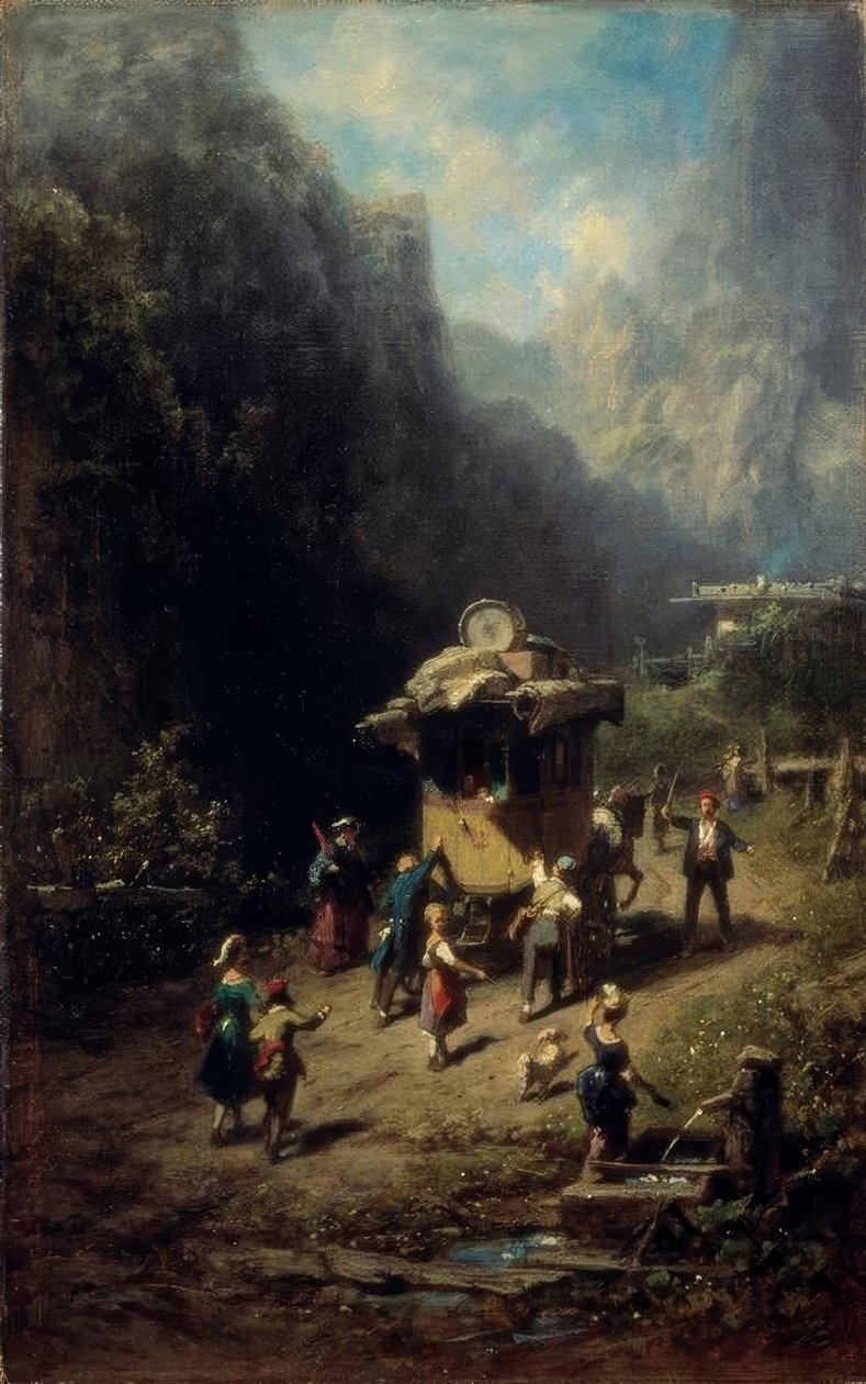 Reizende kunstenaarsgroep door Carl Spitzweg