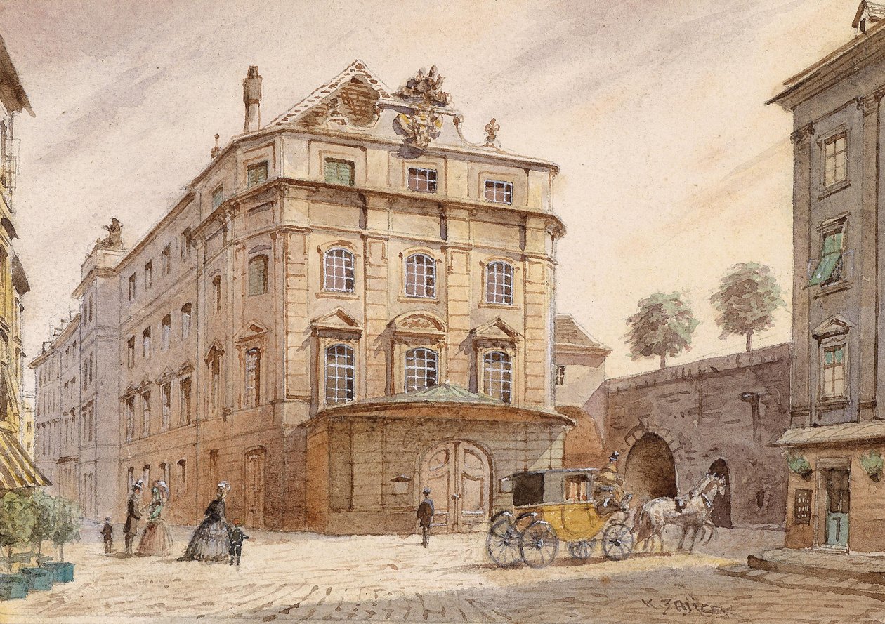 Het Kärntnertortheater in Wenen door Carl Wenzel Zajicek