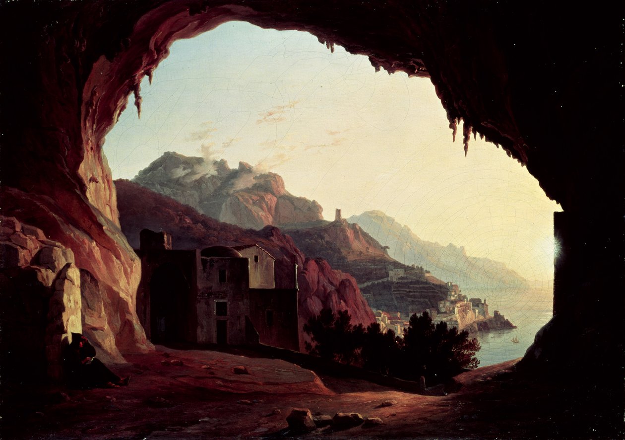 Grot nabij Amalfi, c.1828 door Carl Wilhelm Goetzloff