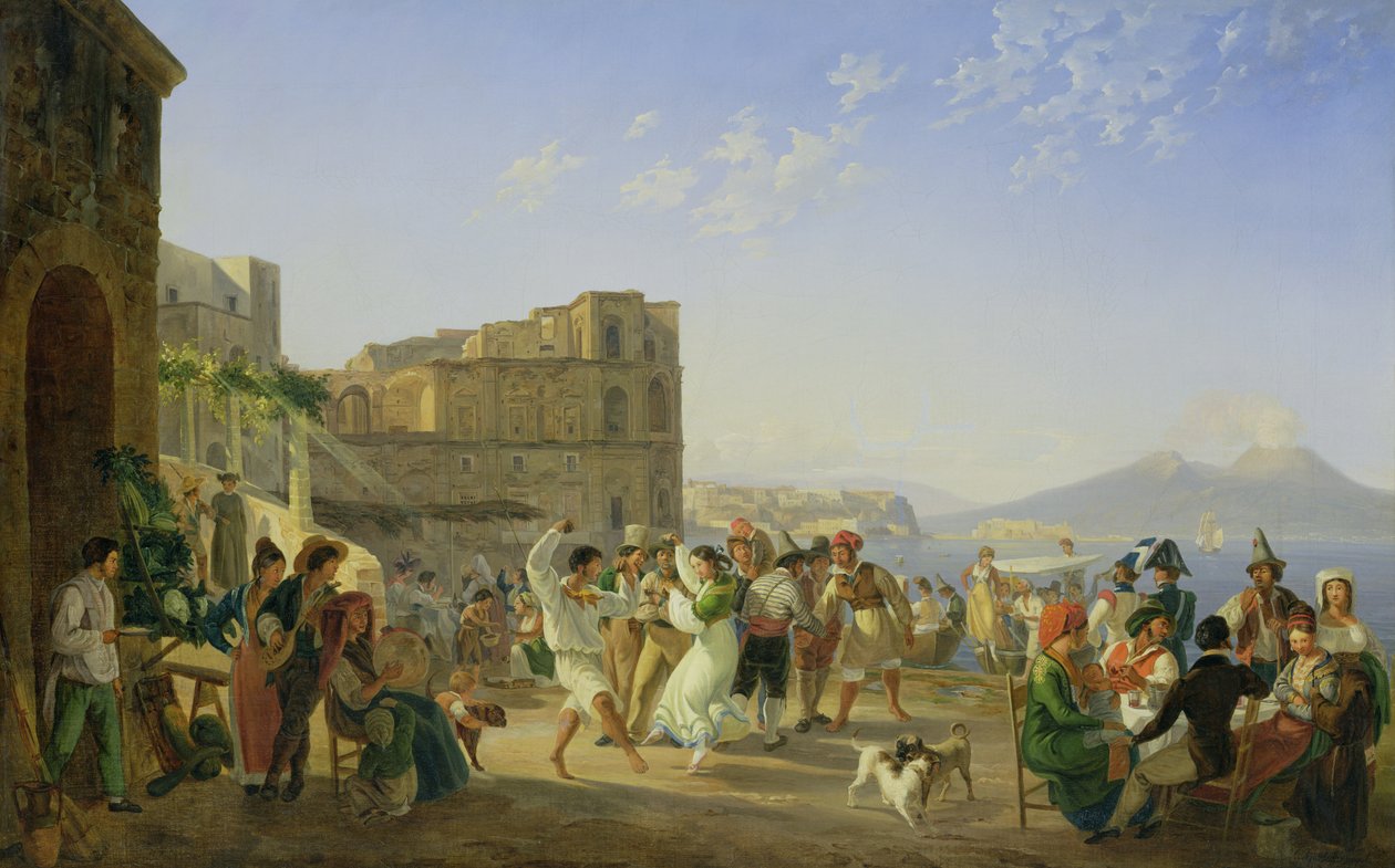 Italiaanse dans, Napels, 1836 door Carl Wilhelm Goetzloff