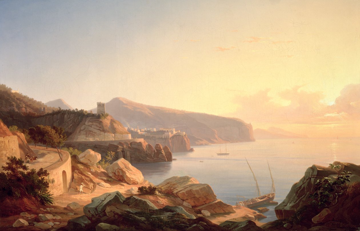 De Golf van Sorrento, nabij Vico, ca.1855 door Carl Wilhelm Goetzloff
