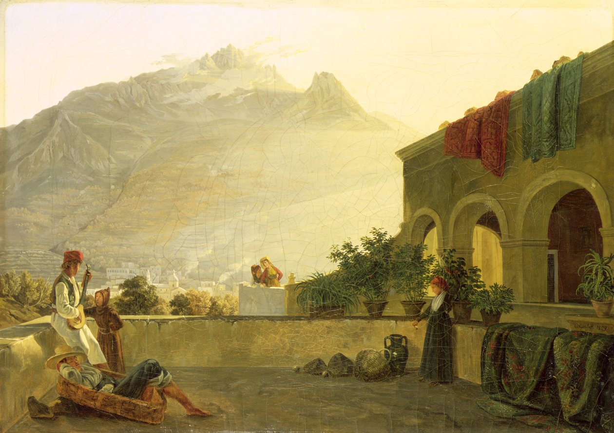 De wacht op Ischia, 1829 door Carl Wilhelm Goetzloff