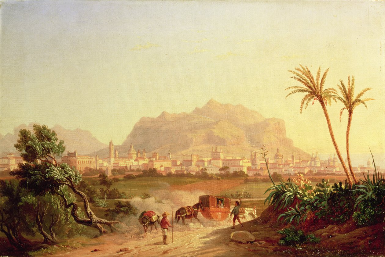 Uitzicht op Palermo, ca. 1831 door Carl Wilhelm Goetzloff