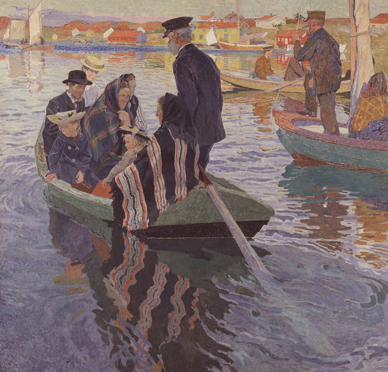 Kerkgangers in een boot door Carl Wilhelm Wilhelmson