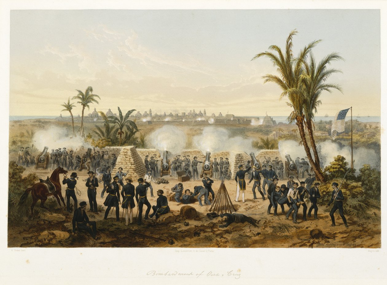 Bombardement van Vera-Cruz door Carl (after) Nebel