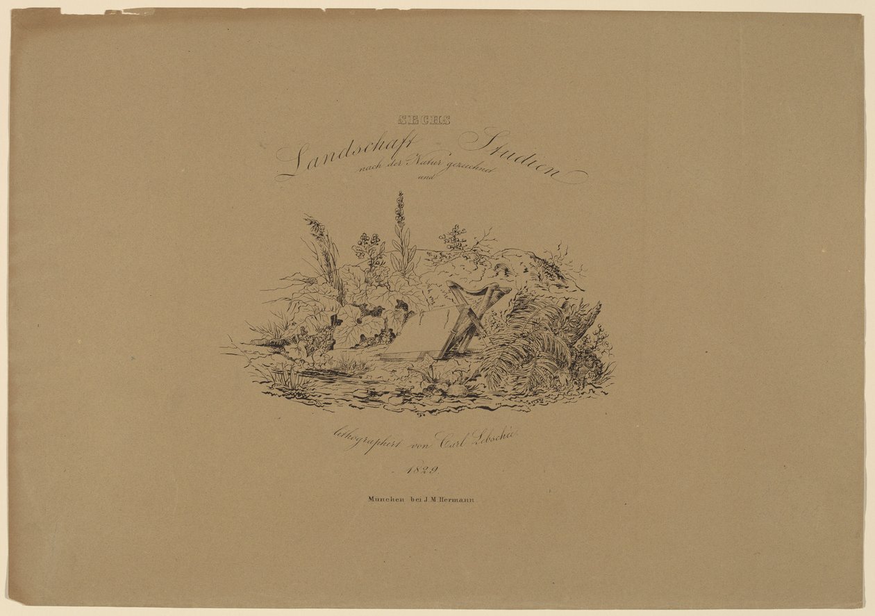Zes landschapstudies naar de natuur door Carl August Lebschee