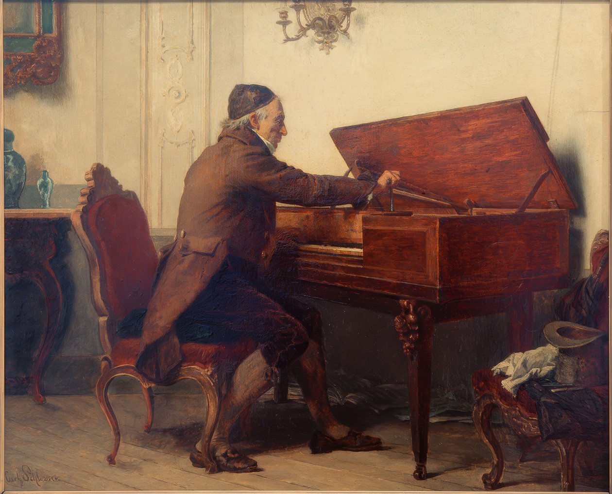 Man aan het tafelpiano door Carl Bernhard Schlösser