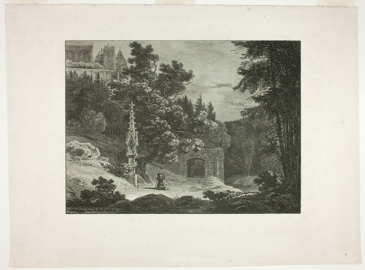 Pelgrim in het bos door Carl Blechen