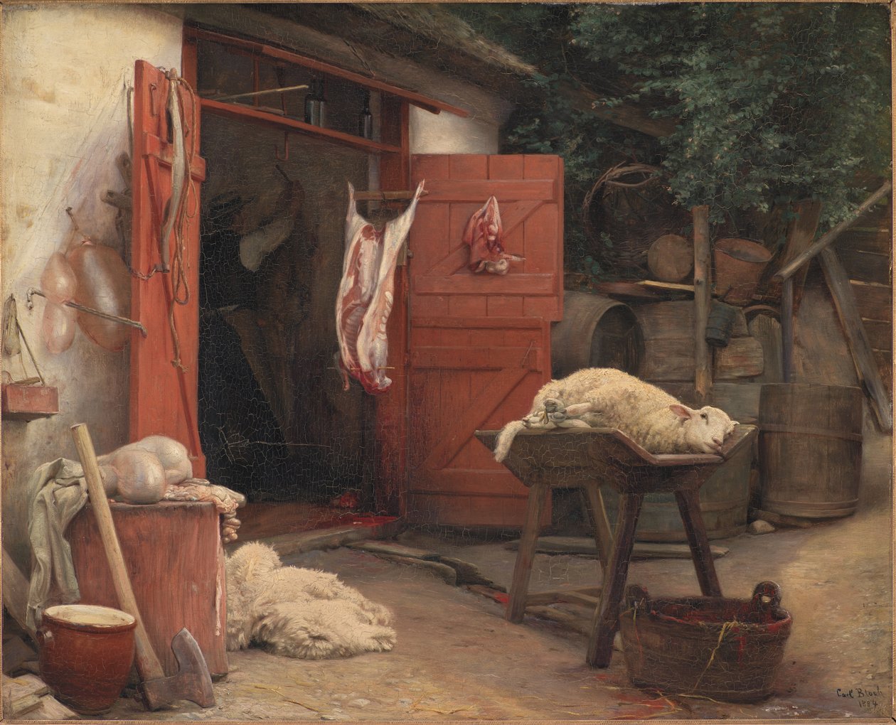 Een Slachthuis in Hellebæk door Carl Bloch