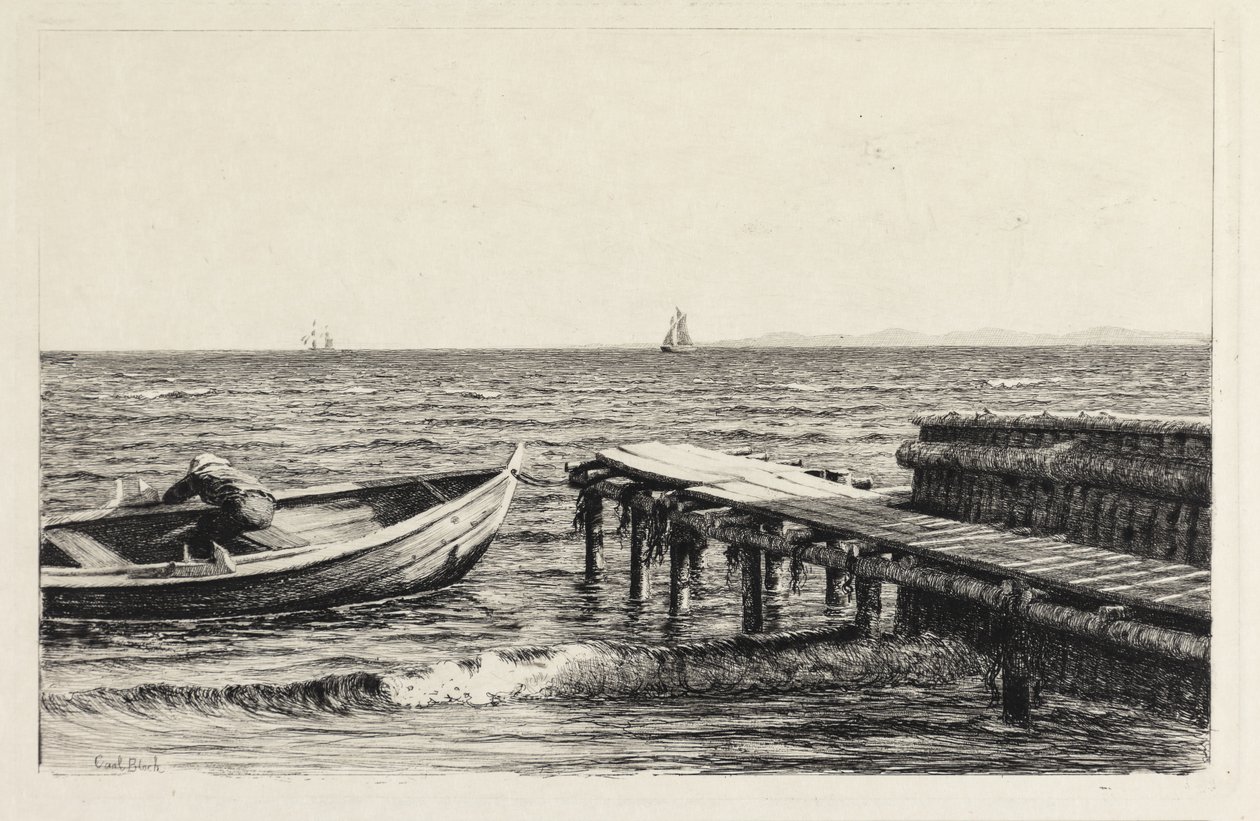 De boot bij de brug door Carl Bloch