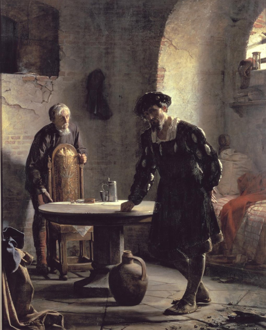 Koning Christiaan II in de gevangenis door Carl Bloch