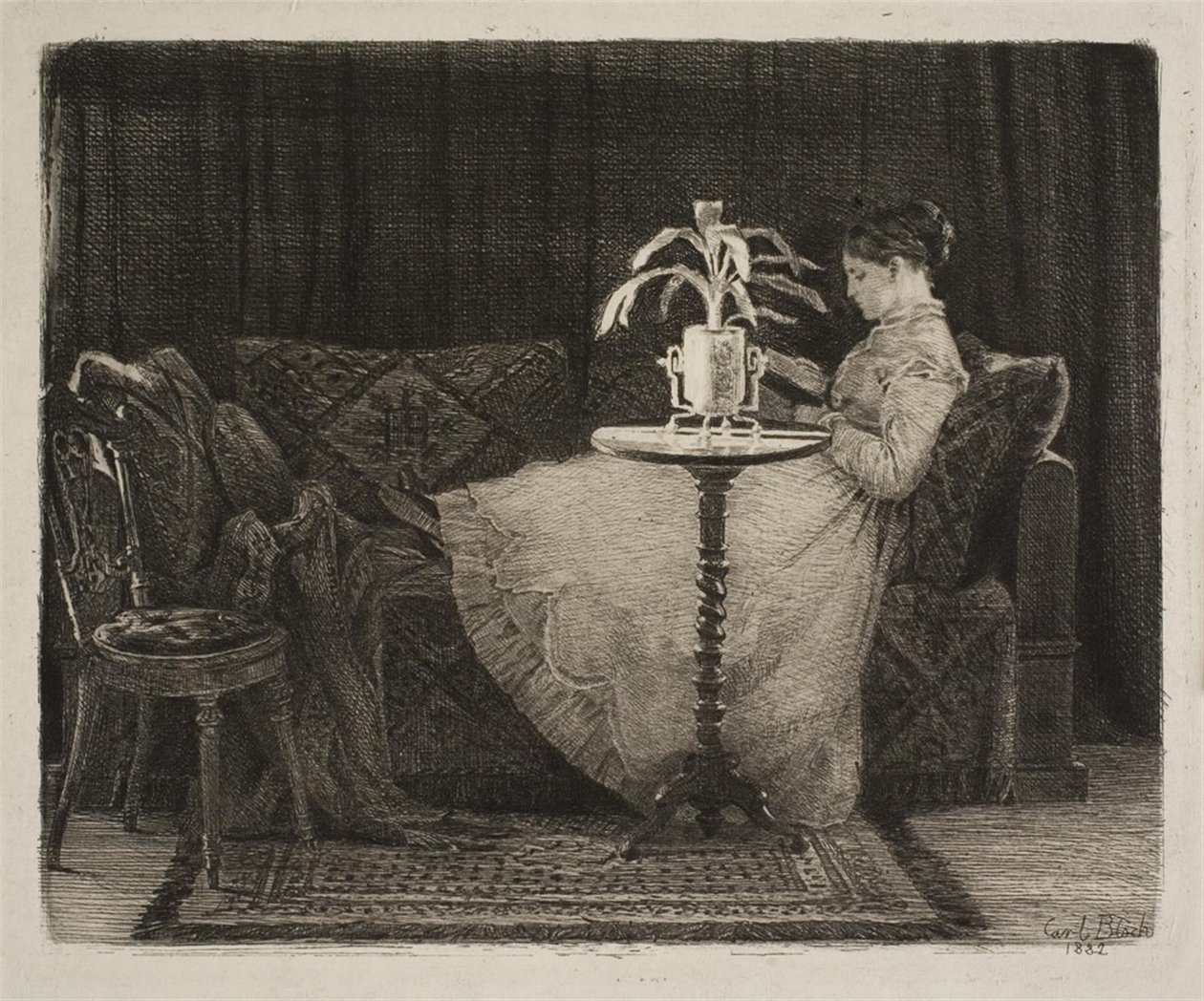 Lezende dame door Carl Bloch