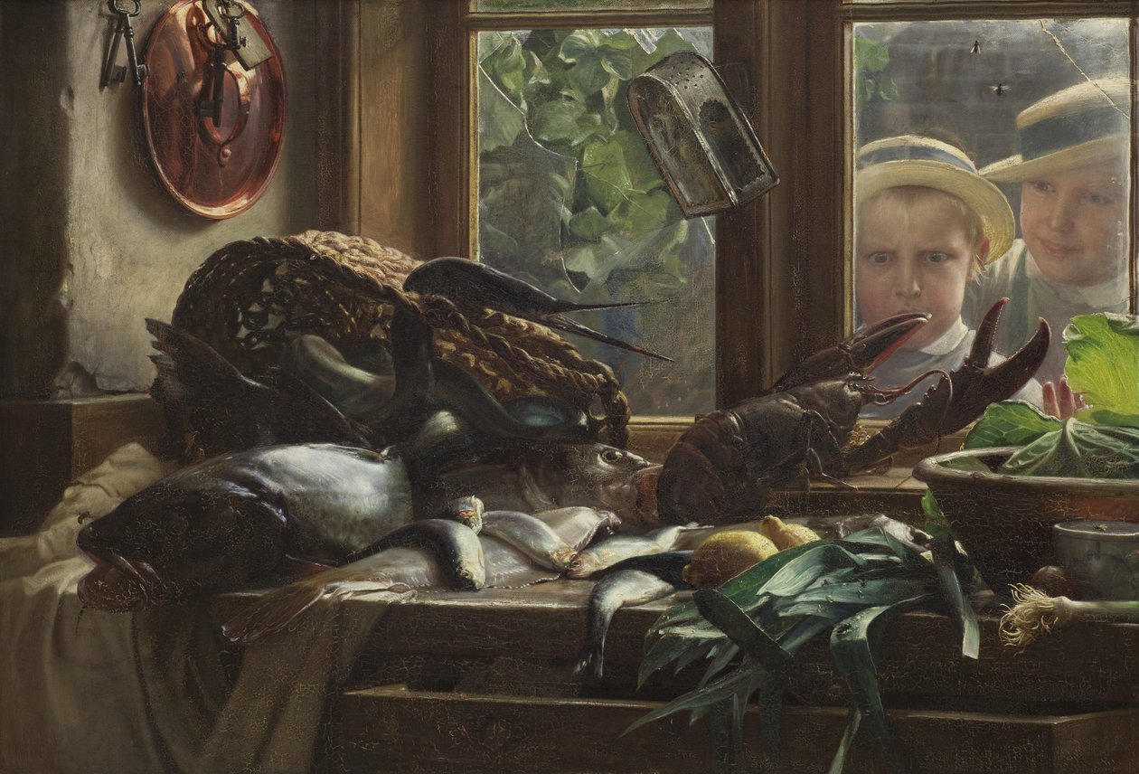Stilleven met Vis door Carl Bloch