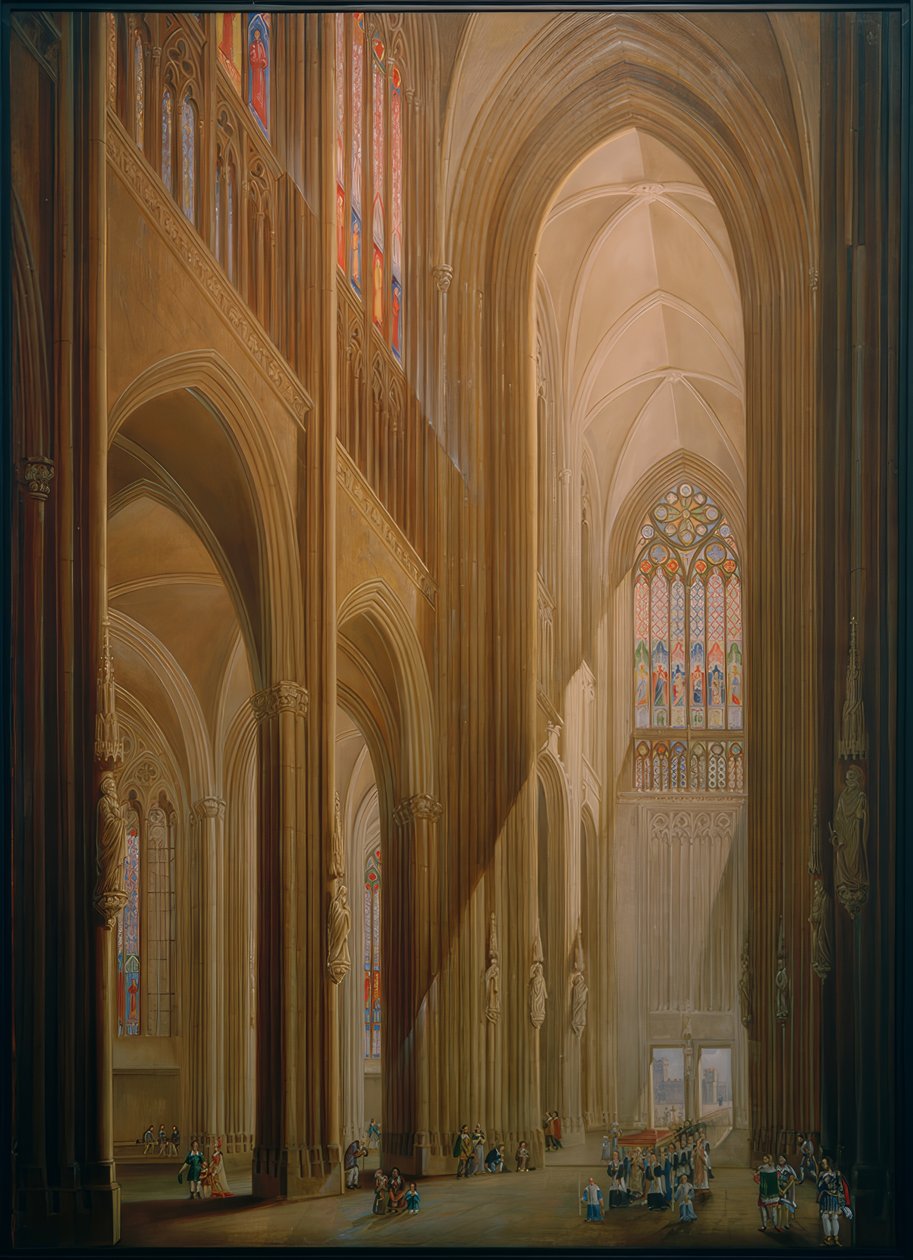 Binnen in de Dom van Keulen door Carl Georg Enslen