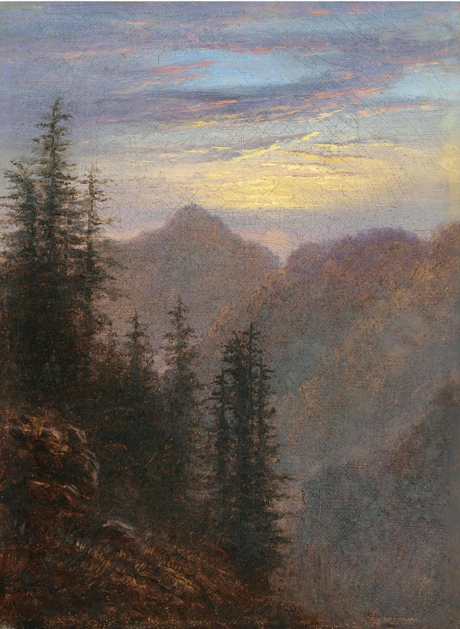 Berglandschap bij schemering door Carl Gustav Carus