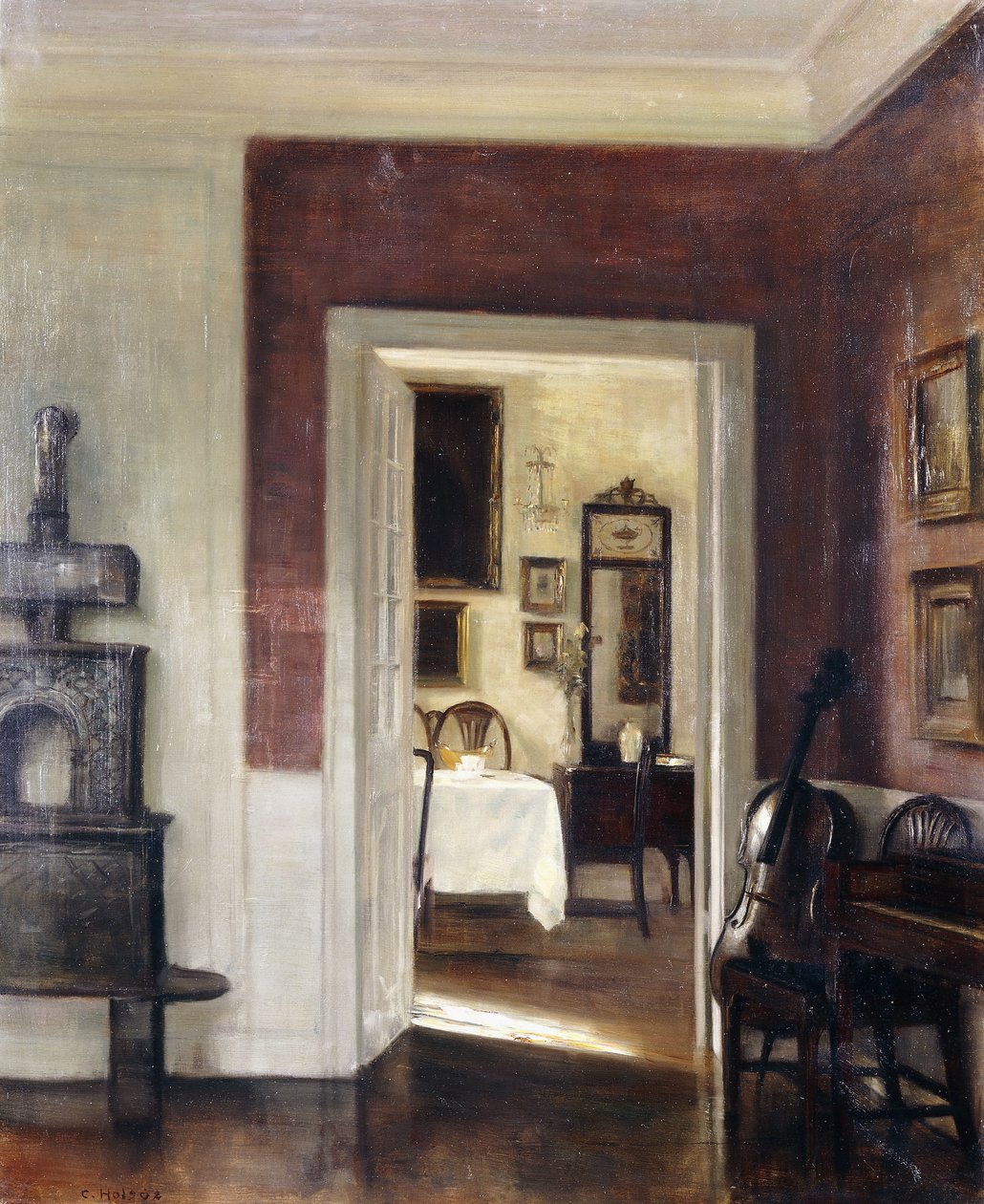 Een Interieur met een Cello door Carl Holsoe