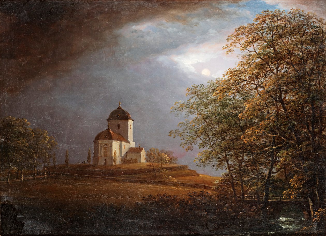 Uitzicht vanaf Andrarums kerk door Carl Johan Fahlcrantz