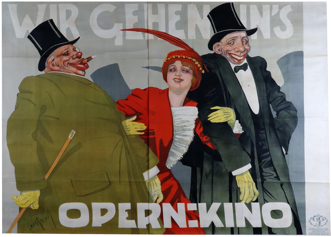 Wir gehen ins Opernkino, ca. 1905 door Carl Josef Pollak