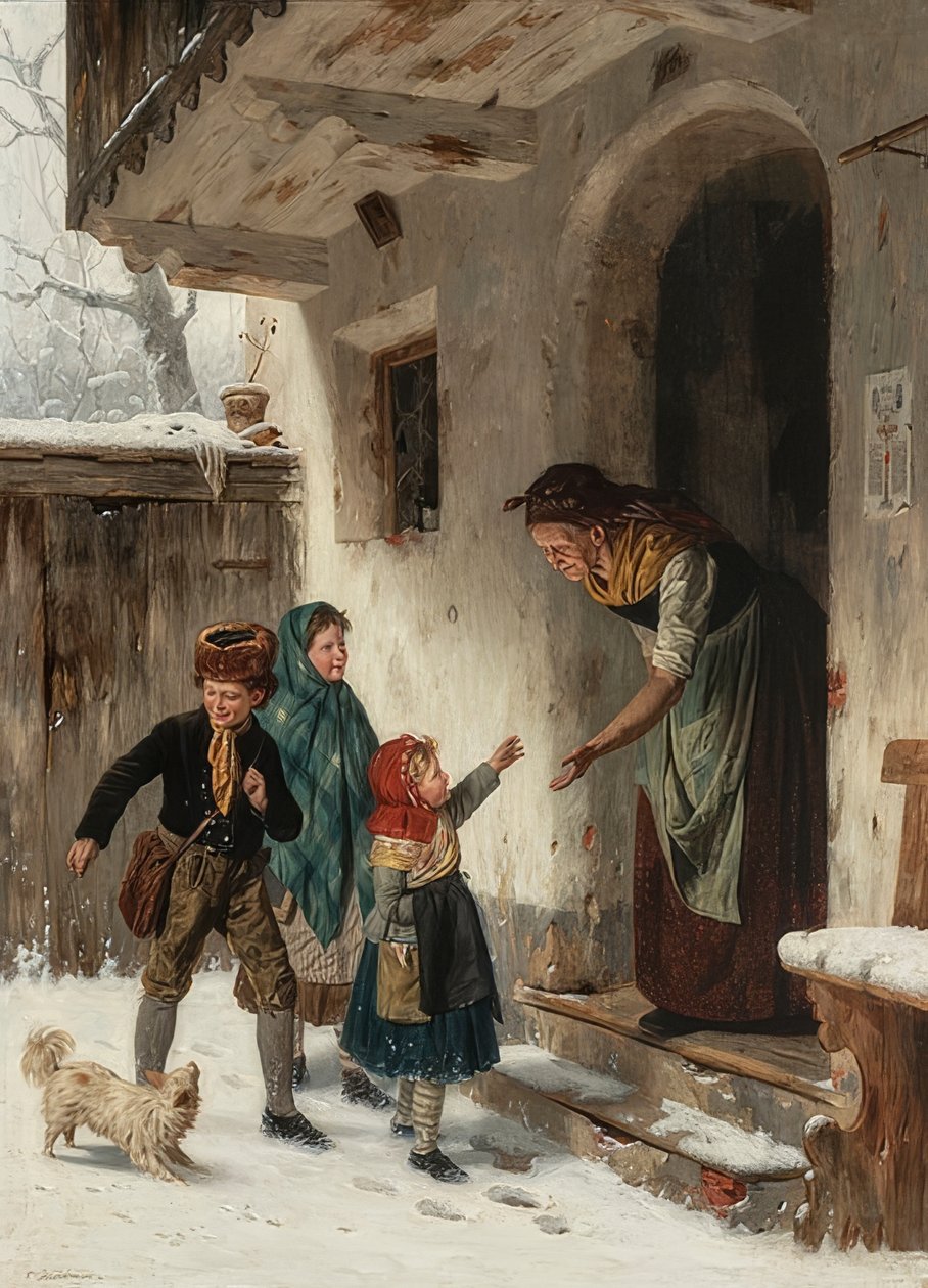 Winterbezoek bij de grootmoeder door Carl Kronberger