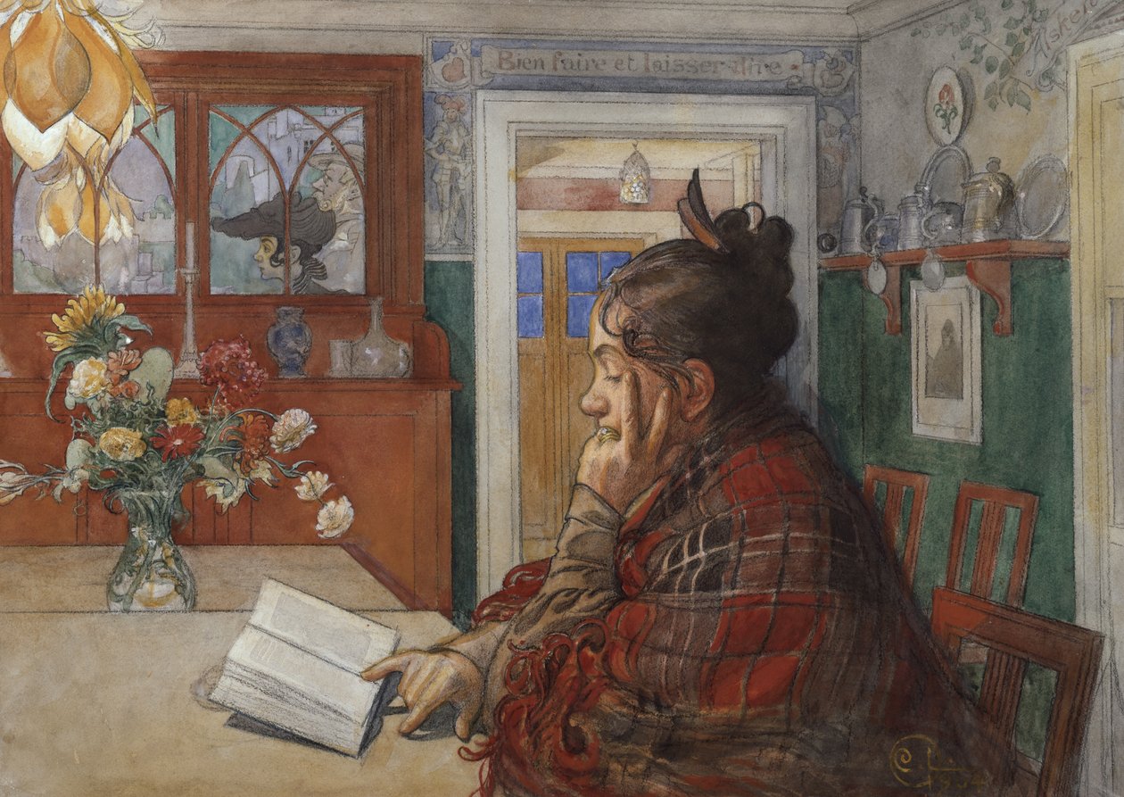 Karin leest door Carl Larsson
