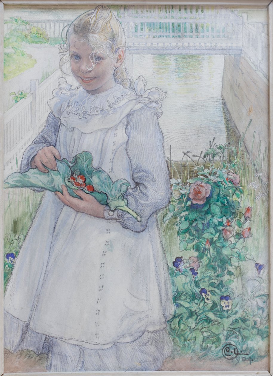 Mijn kleine meisje met aardbeien door Carl Larsson