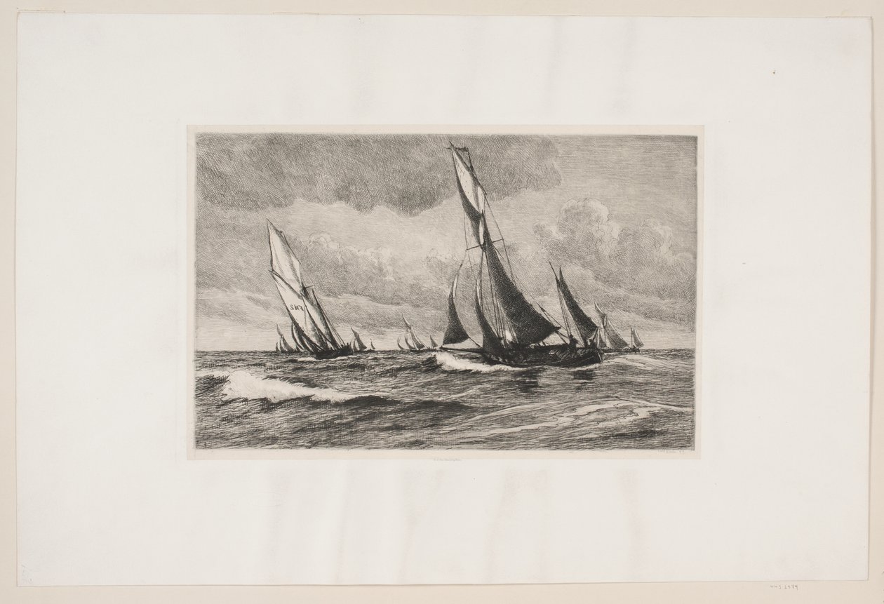 Deens: Vissersboten op zee door Carl Locher