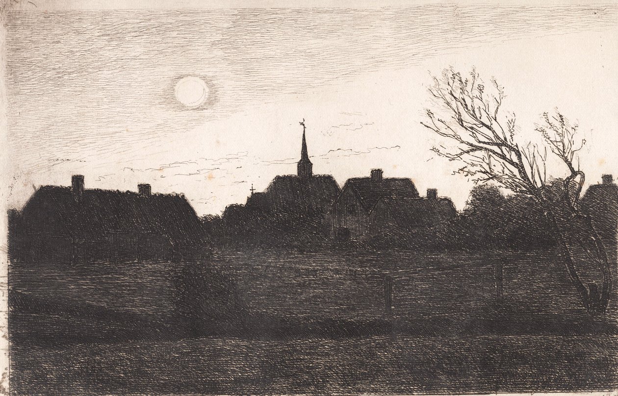 Hornbæk kerk, zomeravond door Carl Locher