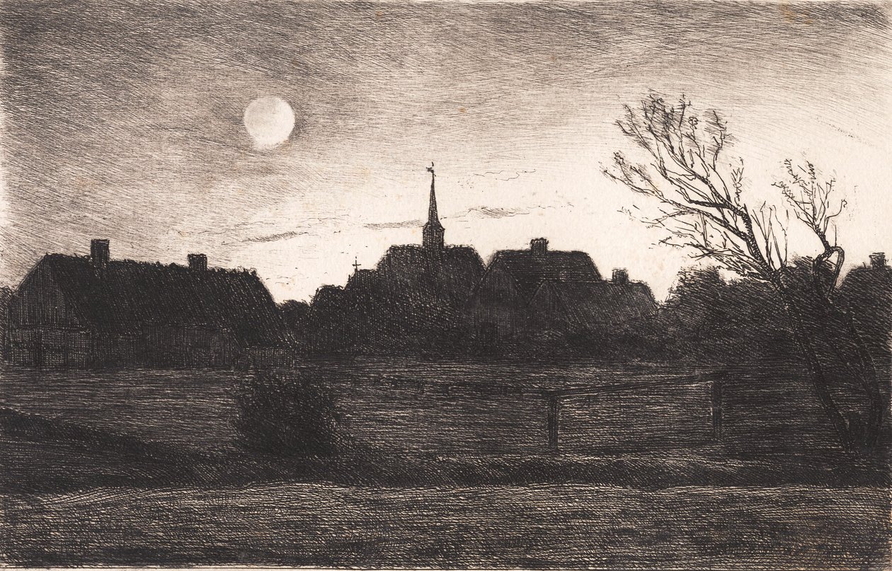 Hornbæk kerk, zomeravond door Carl Locher