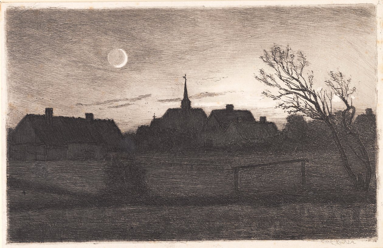 Hornbæk kerk, zomeravond door Carl Locher