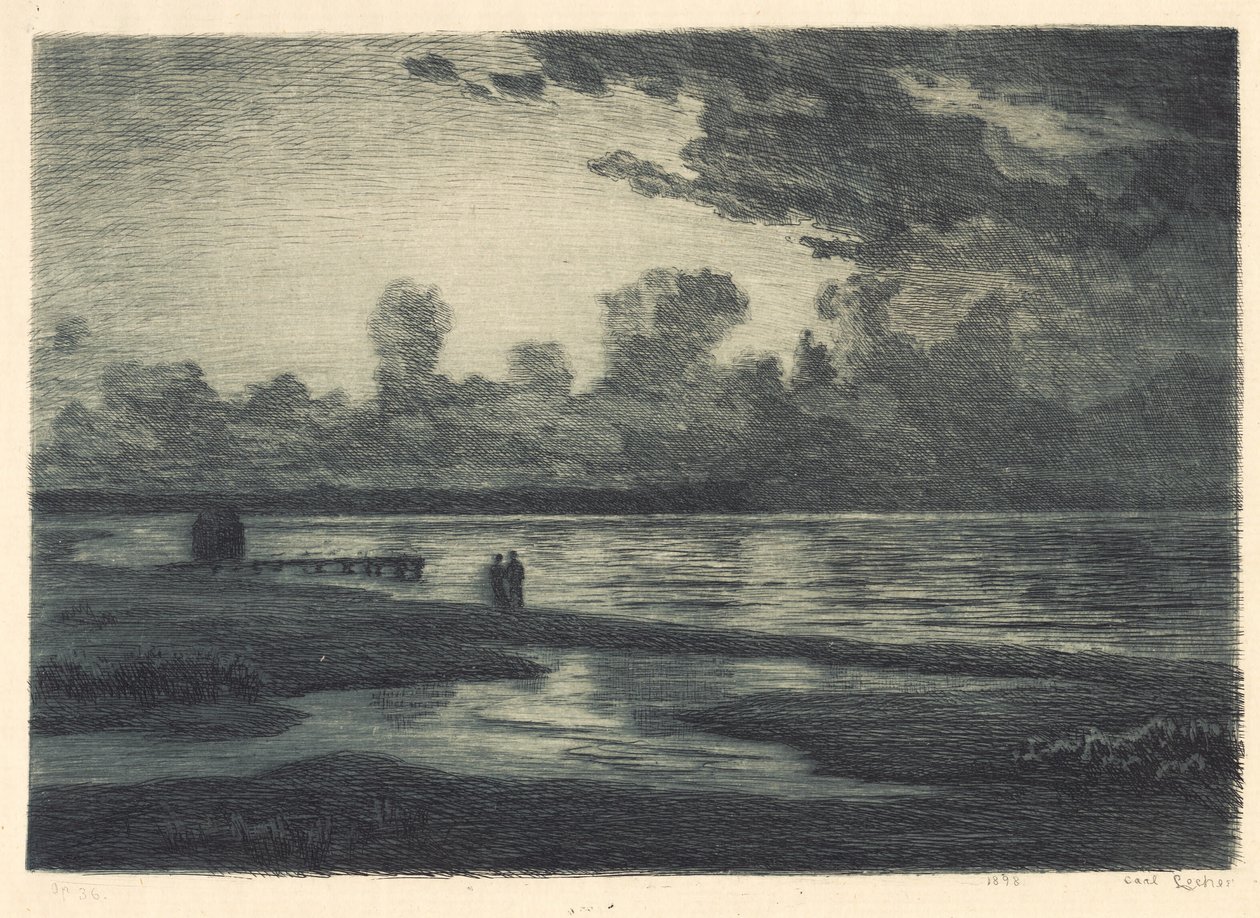 Zomernacht bij het strand van Hornbæk door Carl Locher