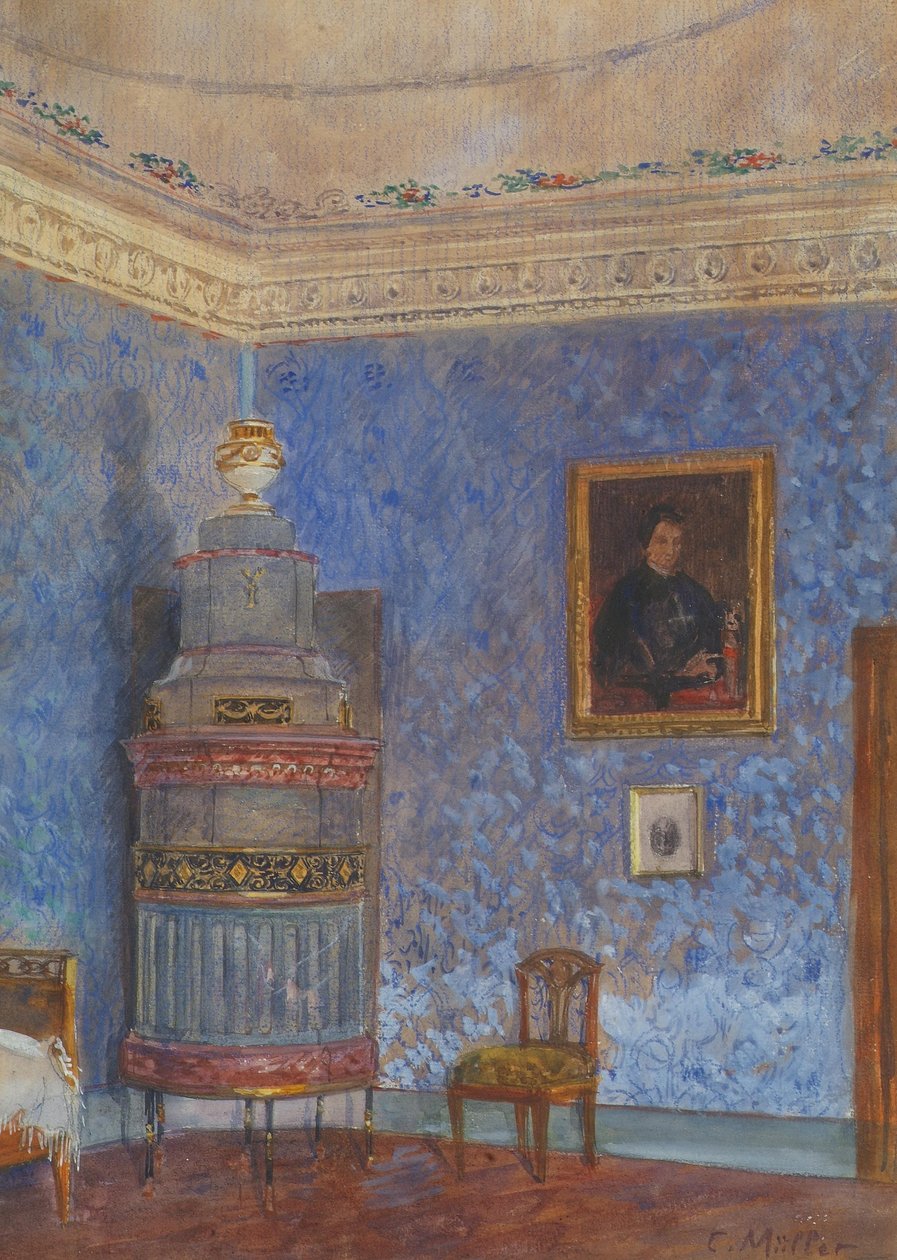 Blauw interieur door Carl Max Müller