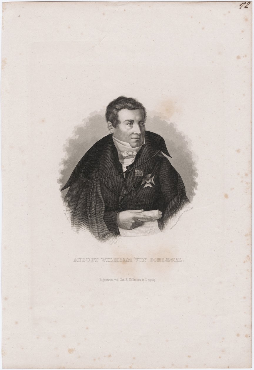 August Wilhelm von Schlegel 1767-1845 door Carl Mayer