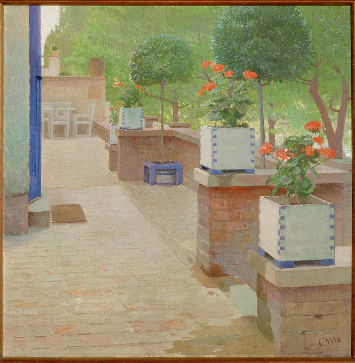 Gartenterrasse - Tuinterras ... (schilderij op doek) door Carl Moll