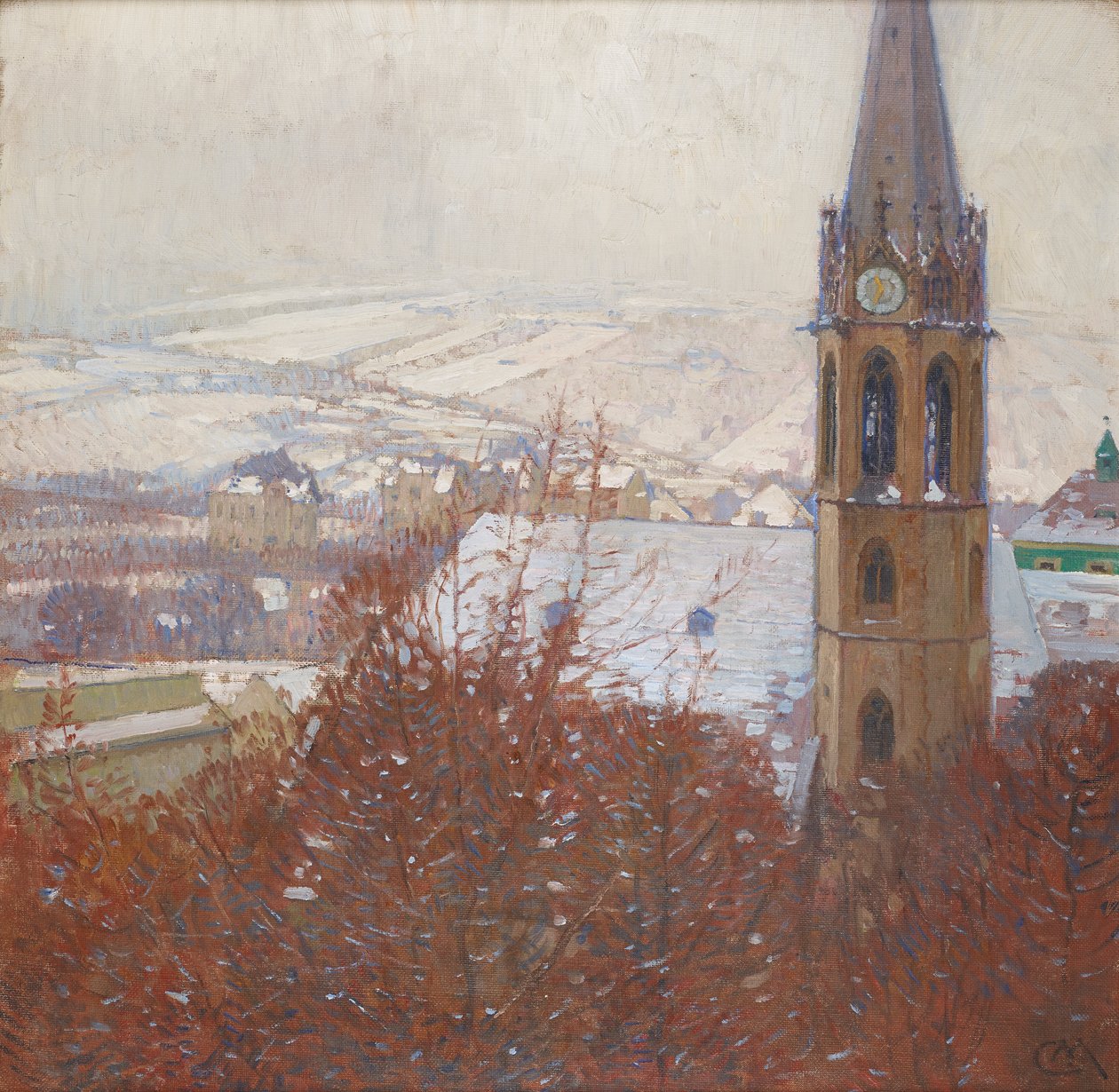 Heiligenstadt in de sneeuw door Carl Moll