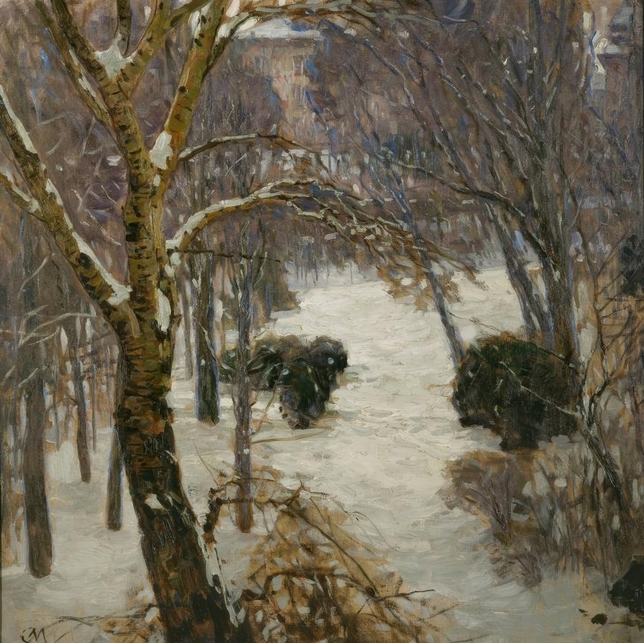 Heiligenstädter Park in de winter door Carl Moll
