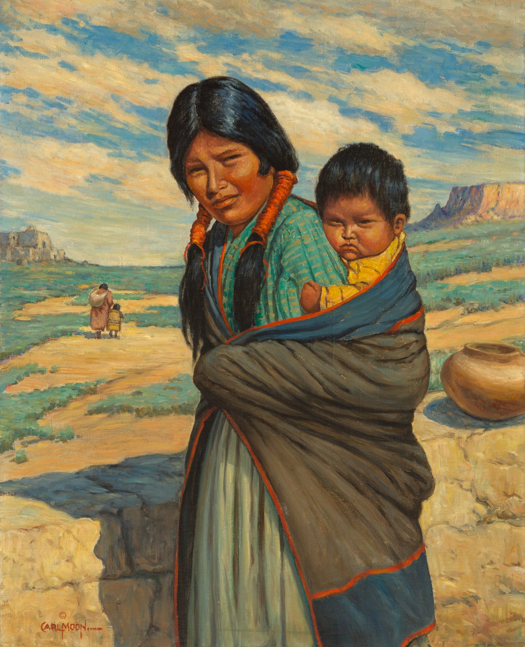 Hopi moeder en kind door Carl Moon