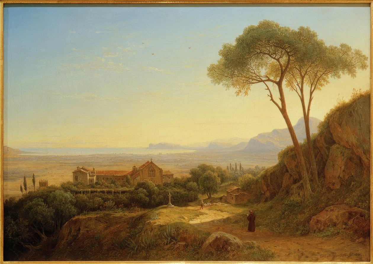 C. Morgenstern, Avondstemming... Kapucijnenklooster Baida door Carl Morgenstern