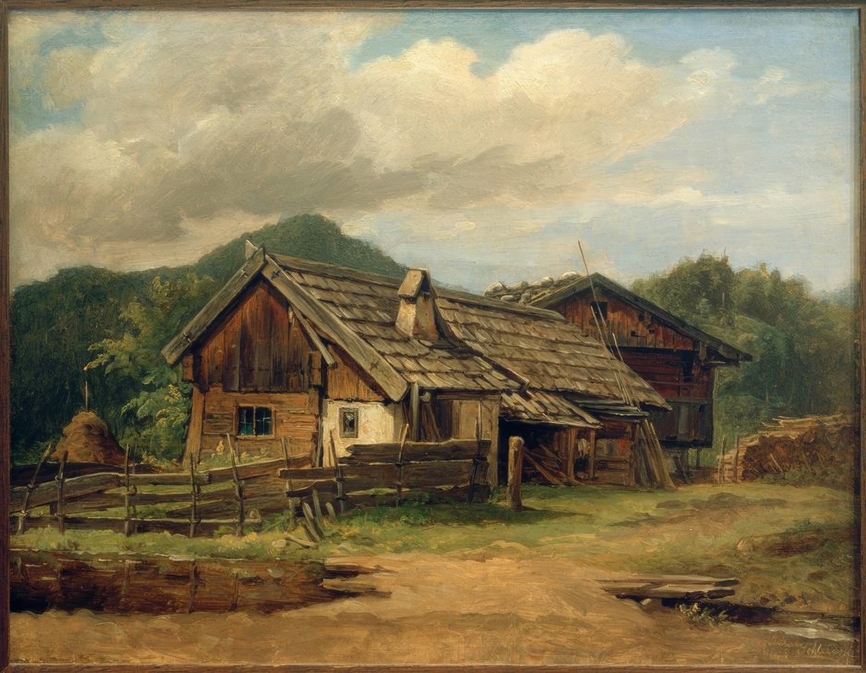 Boerenhuizen in Schlehdorf door Carl Morgenstern