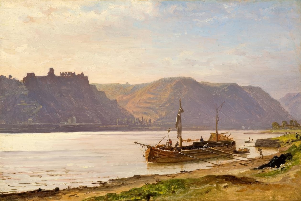 C.Morgenstern, Rijnlandschap met kasteelruïne door Carl Morgenstern