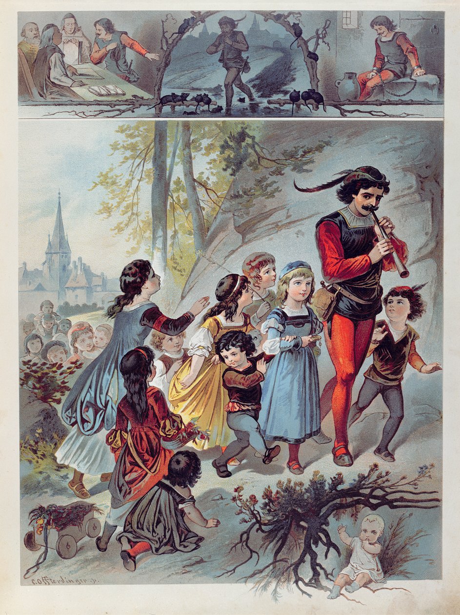 De rattenvanger van Hamelen, c.1880 door Carl Offterdinger