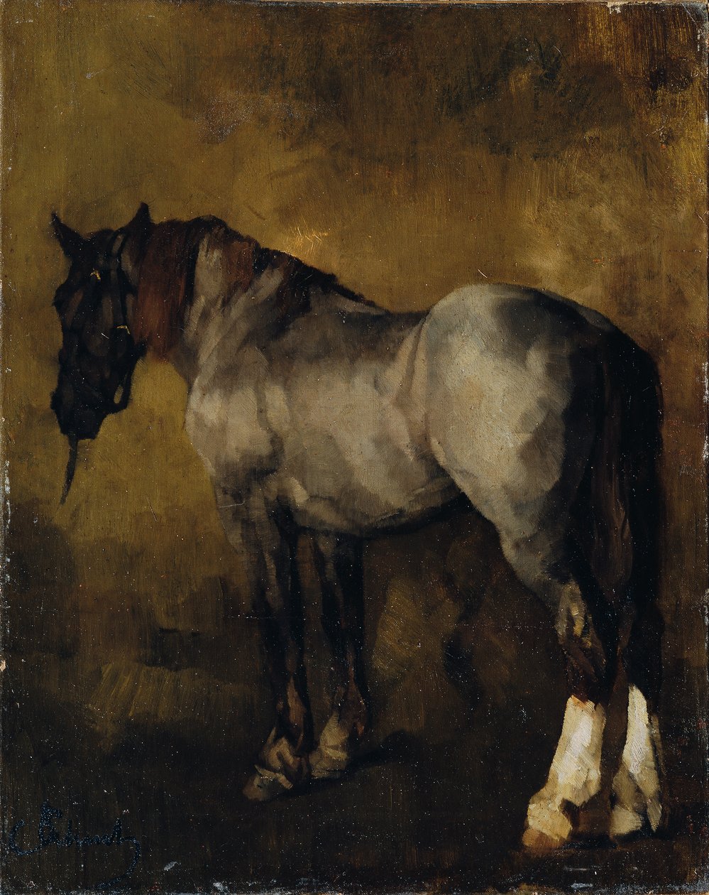 Paardenstudie door Carl Schuch