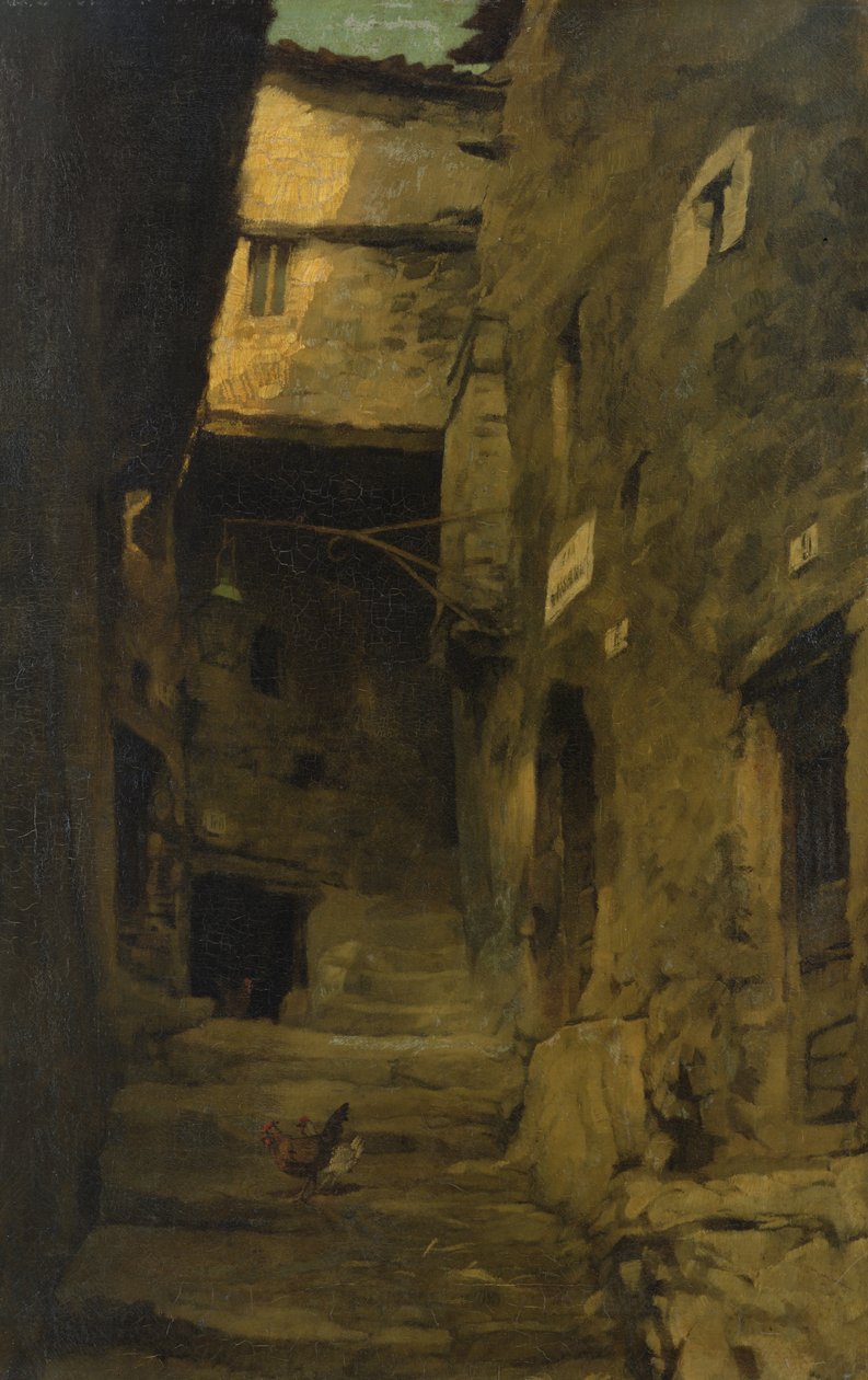 Straat in Olevano door Carl Schuch