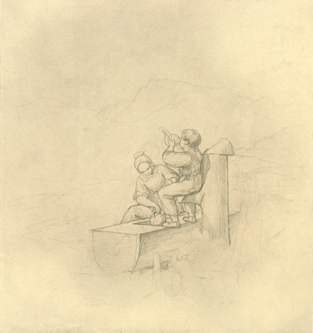 Am Brunnen, midden-late 19e eeuw, ca. 1924 door Carl Spitzweg