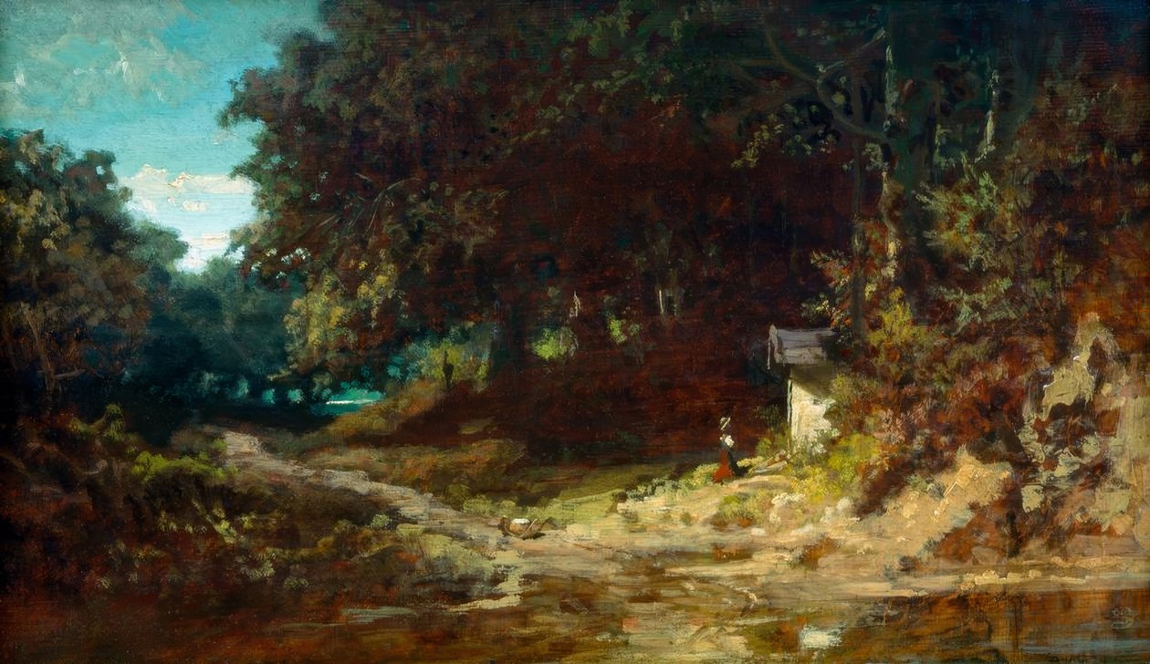 Biddend meisje voor een boskapel door Carl Spitzweg