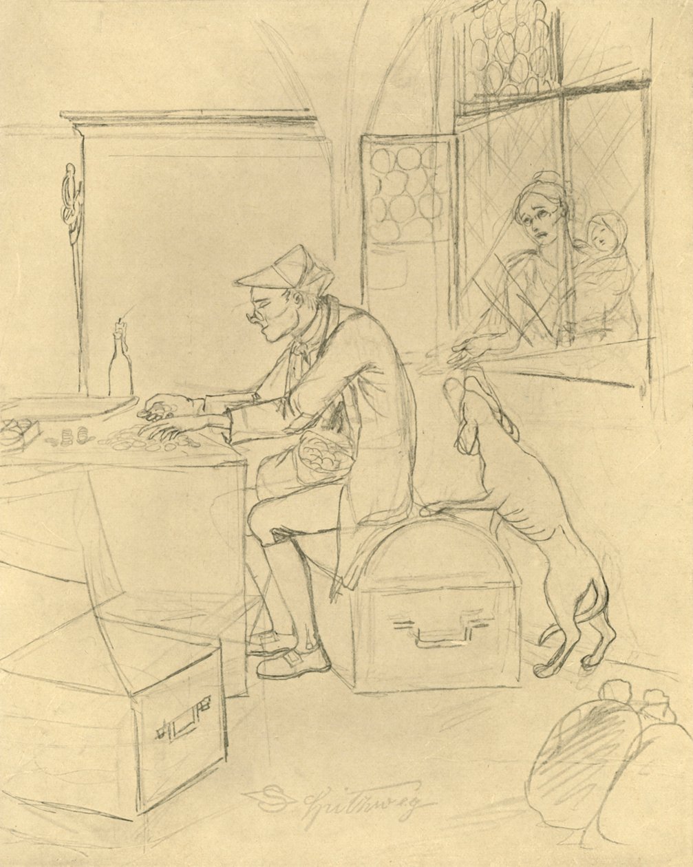 Der Geizhals door Carl Spitzweg