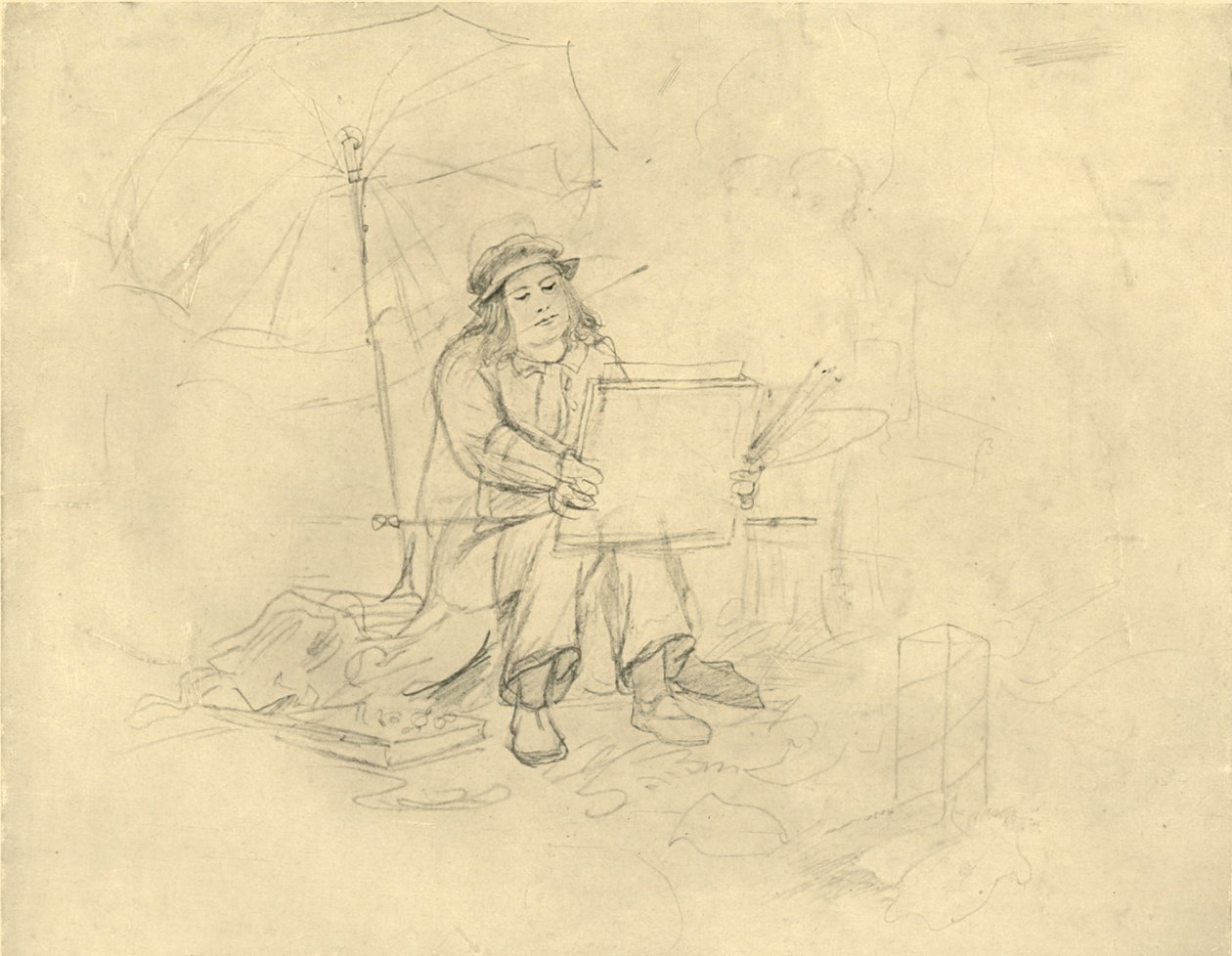 Der Landschaftsmaler II, midden-late 19e eeuw, ca. 1924 door Carl Spitzweg